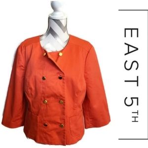 East 5th orange womens blazer size XL with gold buttons